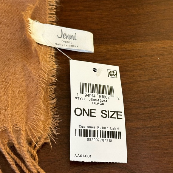 Oversized Soft Black & Tan Burberry Style Plaid Acrylic Scarf by Jenni - Picture 4 of 7